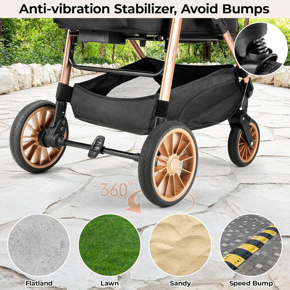 Happy Paw Pals™ High Wheels 360° Dog & Cat Stroller