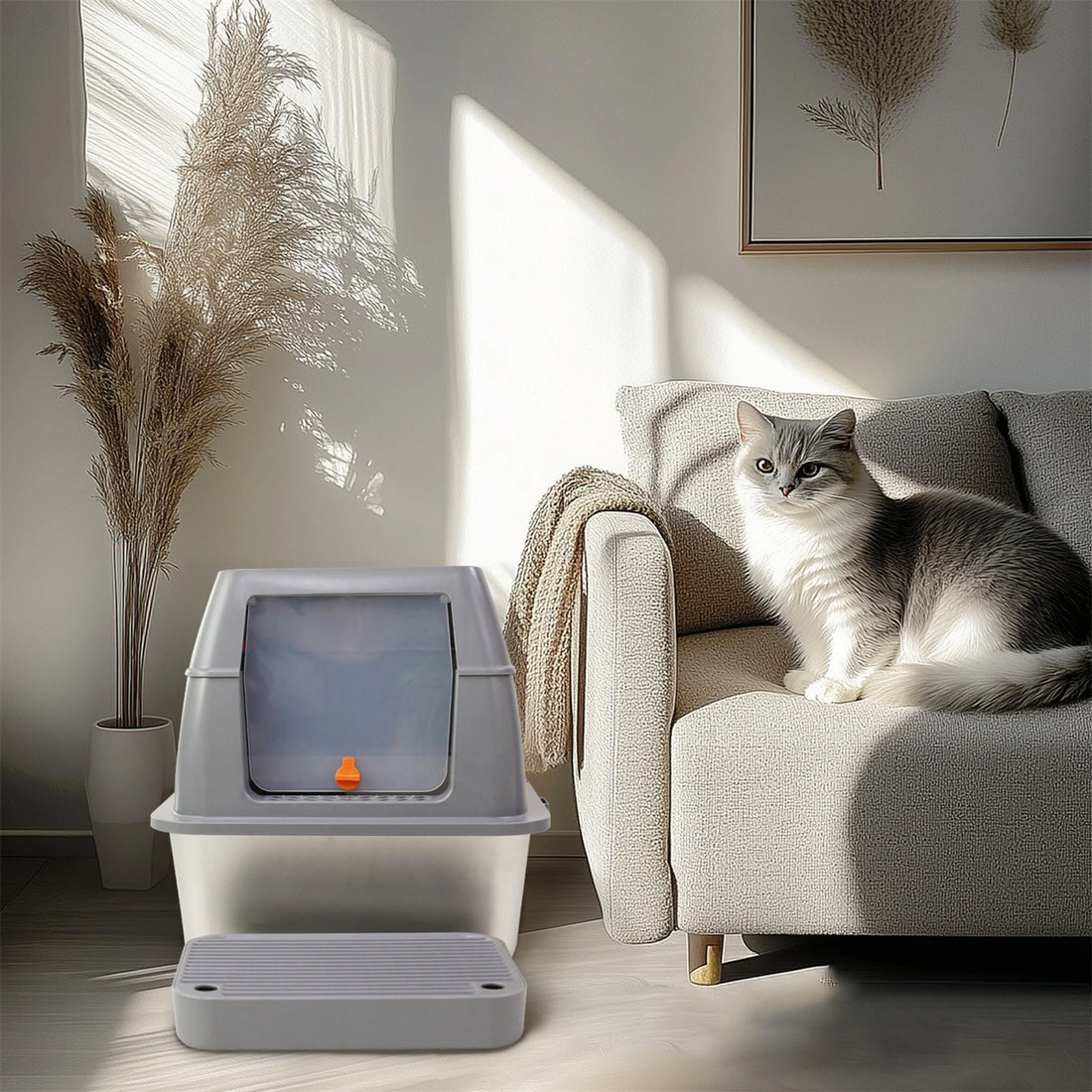 Happy Paw Pals™ Enclosed Stainless Steel Cat Litter Box
