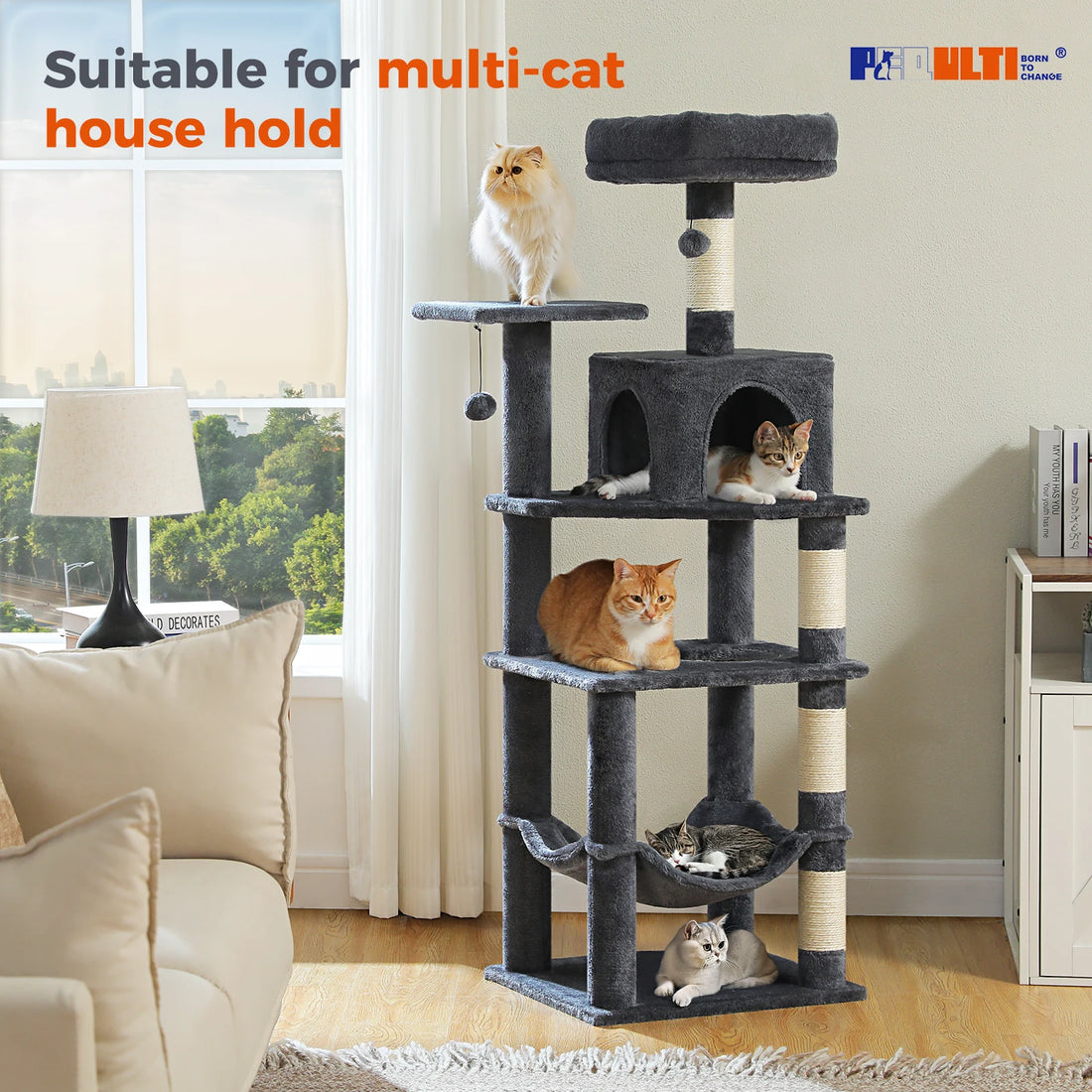 Happy Paw Pals™ Multi-Level Cat Tree Tower with Private Condo