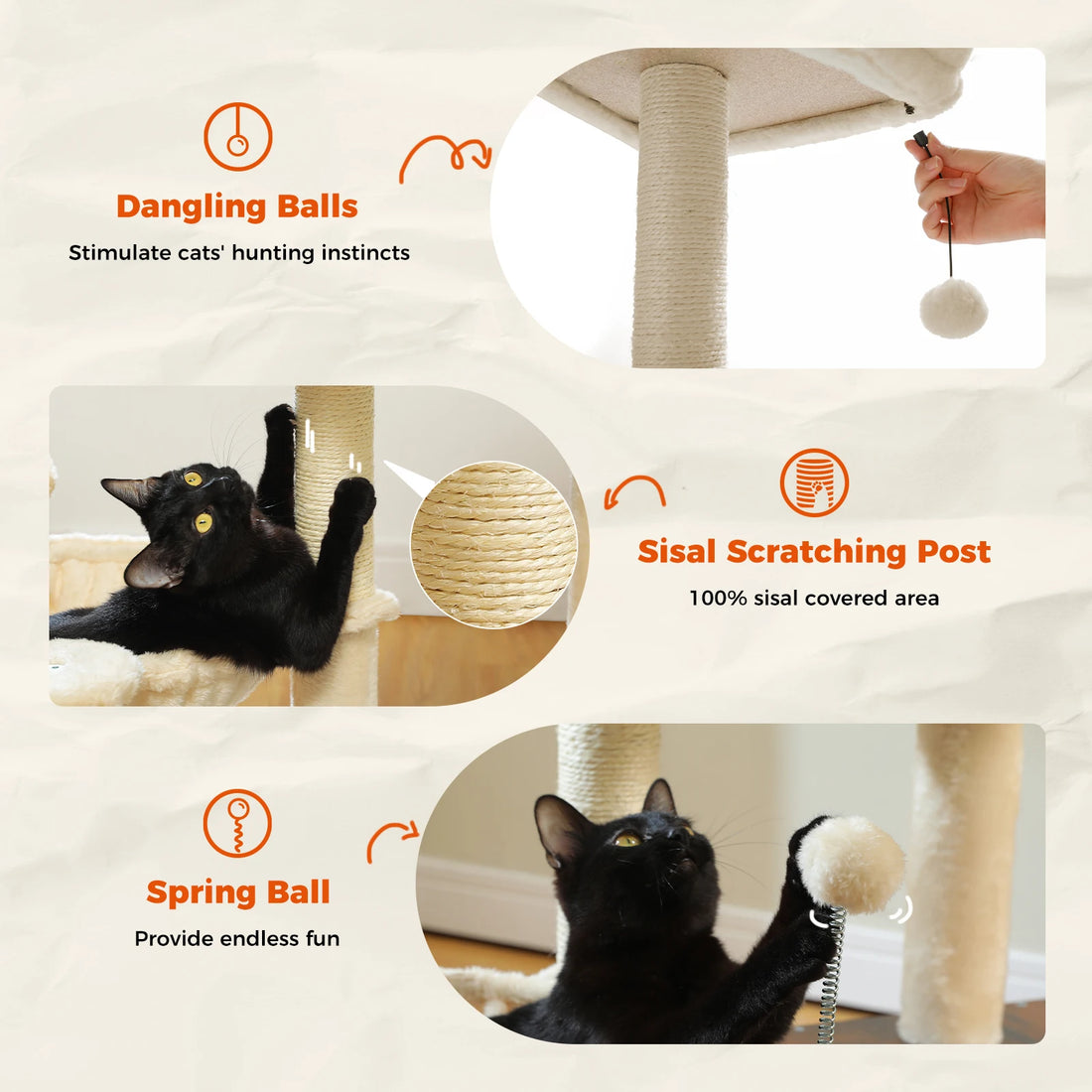Happy Paw Pals™ Modern Multi-Level Wooden Cat Tree Tower
