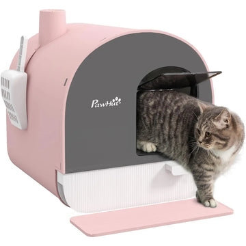 Happy Paw Pals™ Covered Cat Litter Box with Tray, Scoop, Mat, Filter for Indoor Cats