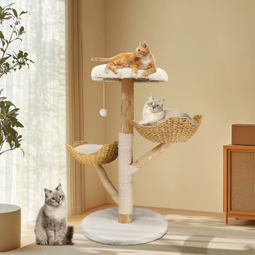 Happy Paw Pals™ Natural Wood Multi-Level Cat Tree