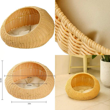 Happy Paw Pals™ Round Rattan Bed