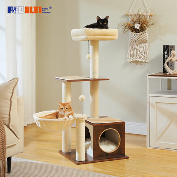 Happy Paw Pals™ Modern Multi-Level Wooden Cat Tree Tower