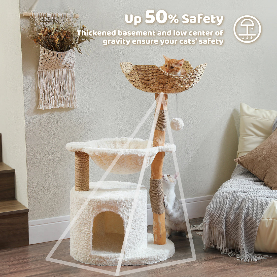 Happy Paw Pals™ Natural Wood Cat Tree Tower