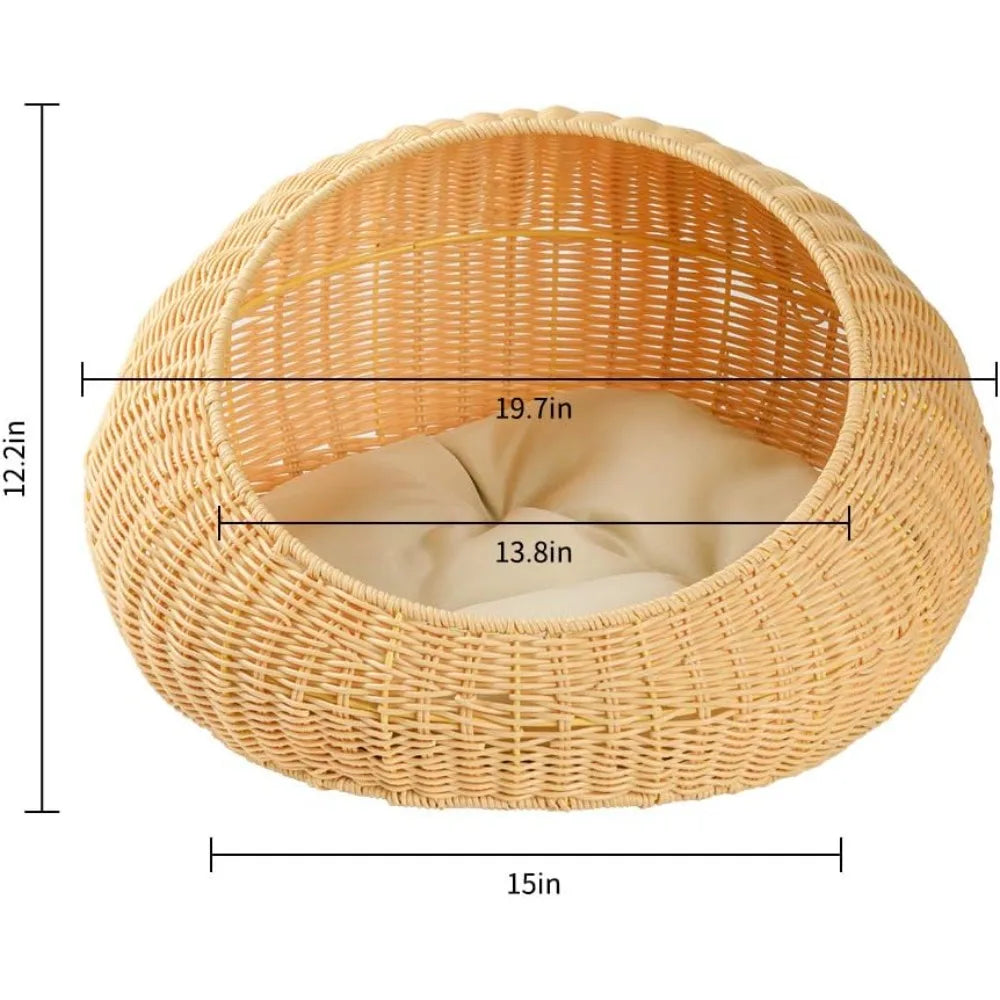 Happy Paw Pals™ Round Rattan Bed